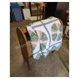 Custom built Pine quilt rack with handmade quilt