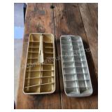 2 vintage aluminum ice cube trays