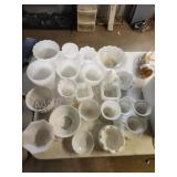 26 pieces assorted vintage milk glass