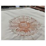 Vintage pink depression glass 8-in scalloped dish