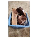 Basket of miscellaneous wood decor - shelving