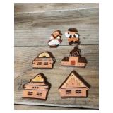 6 Czech Republic handmade redware cut Christmas