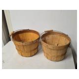 2 small vintage wooden peck baskets