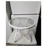 Vintage metal frame glass top patio table