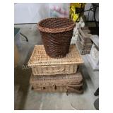 Three pieces vintage woven wicker