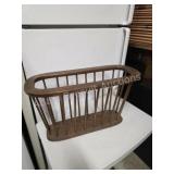 Vintage wooden oval magazine rack