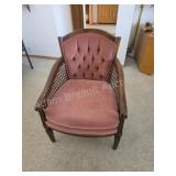 Mid-century cane-back barrel chair, often