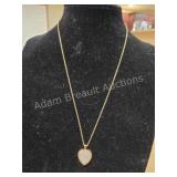 Gold Tone Heart Moonstone Style Pendant