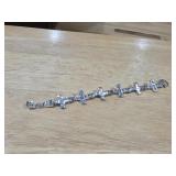 Silver Tone Rhinestone Cross Link
