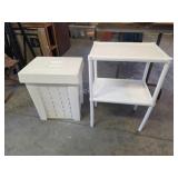 Plastic clothes hamper and storage shelving unit