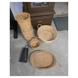 Collection of Woven Wicker Baskets and TrayThis