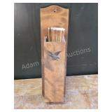 Vintage Wooden Wall Mount Match Holder with
