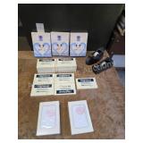 Assortment note cards, self stick notes, tape