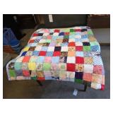 Vintage handmade full size quilt, crocheted lap