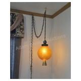 Vintage Mid-Century Amber Swag Lamp. ?A classic