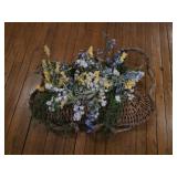 Woven Twig Wall Basket with Silk Flowers. This