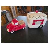 Vintage-Style Ceramic Christmas Decor: Red Truck