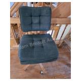 Vintage Rolling Office Chair with Wood Base