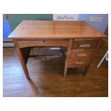 Vintage Oak Single Pedestal Desk with