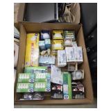 Box lot assorted LED and incandescent light bulbs