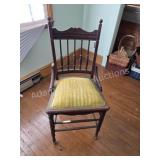 Vintage Carved Spindle Back Chair. Solid dark