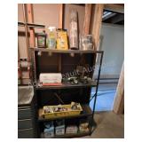Black Metal Shelving Unit with Tools & Supplies