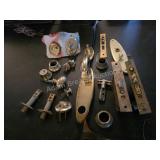VINTAGE DOOR HARDWARE LOT BRASS KNOBS LOCKS AND