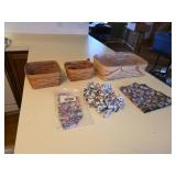 LONGABERGER HANDWOVEN BASKETS LOT OF 3 WITH