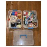 Stackable Storage Tote and Office Supply Lot.