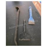 Lot of 3 Vintage Pry Bar & Chisels. Includes a