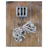 VINTAGE WOODEN BLOCK AND TACKLE PULLEY WITH