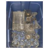 VINTAGE PRESSED GLASS LOT WITH HOBNAIL TRAY AND