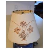 BLUE POTTERY TABLE LAMP WITH PRESSED FLOWER