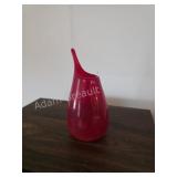 VINTAGE RED GLASS BUD VASE WITH SPOUT