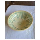 VINTAGE STUDIO POTTERY COLANDER WITH GREEN AND