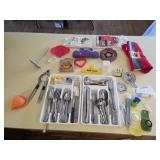KITCHEN DRAWERS CLEANOUT LOT WITH UTENSILS AND