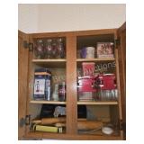KITCHEN CABINET LOT WITH GLASSWARE STORAGE