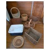 Lot of 9 Woven Baskets. Large assortment of