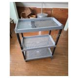 3 Tier Gray Rolling Utility Cart. Sturdy plastic