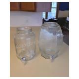 VINTAGE GLASS BEVERAGE DISPENSERS WITH
