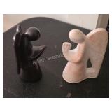Pair of Soapstone Angel Figurines. Two abstract