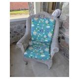 Gray Wicker Patio Chair with Cushion. Comfortable