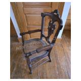 VINTAGE WOODEN ARMCHAIR WITH CANE SEATVintage
