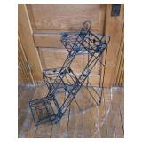 BLACK METAL COLLAPSIBLE 3-TIER BASKET STAND WITH