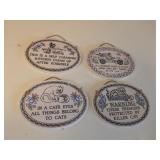 TRINITY POTTERY CAT AND KITCHEN HUMOR PLAQUES LOT