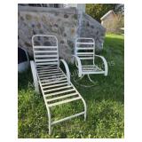 Vintage Off-White Metal & Vinyl Patio Chairs. Set