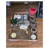 VINTAGE GLASS CANNING JARS LOT WITH FUNNELS AND