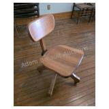Vintage Oak Swivel Office Chair. Solid oak swivel