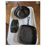 CAST IRON SKILLET, GRILL PAN AND BACON PRESS