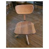Vintage Oak Swivel Office Chair. Solid oak swivel